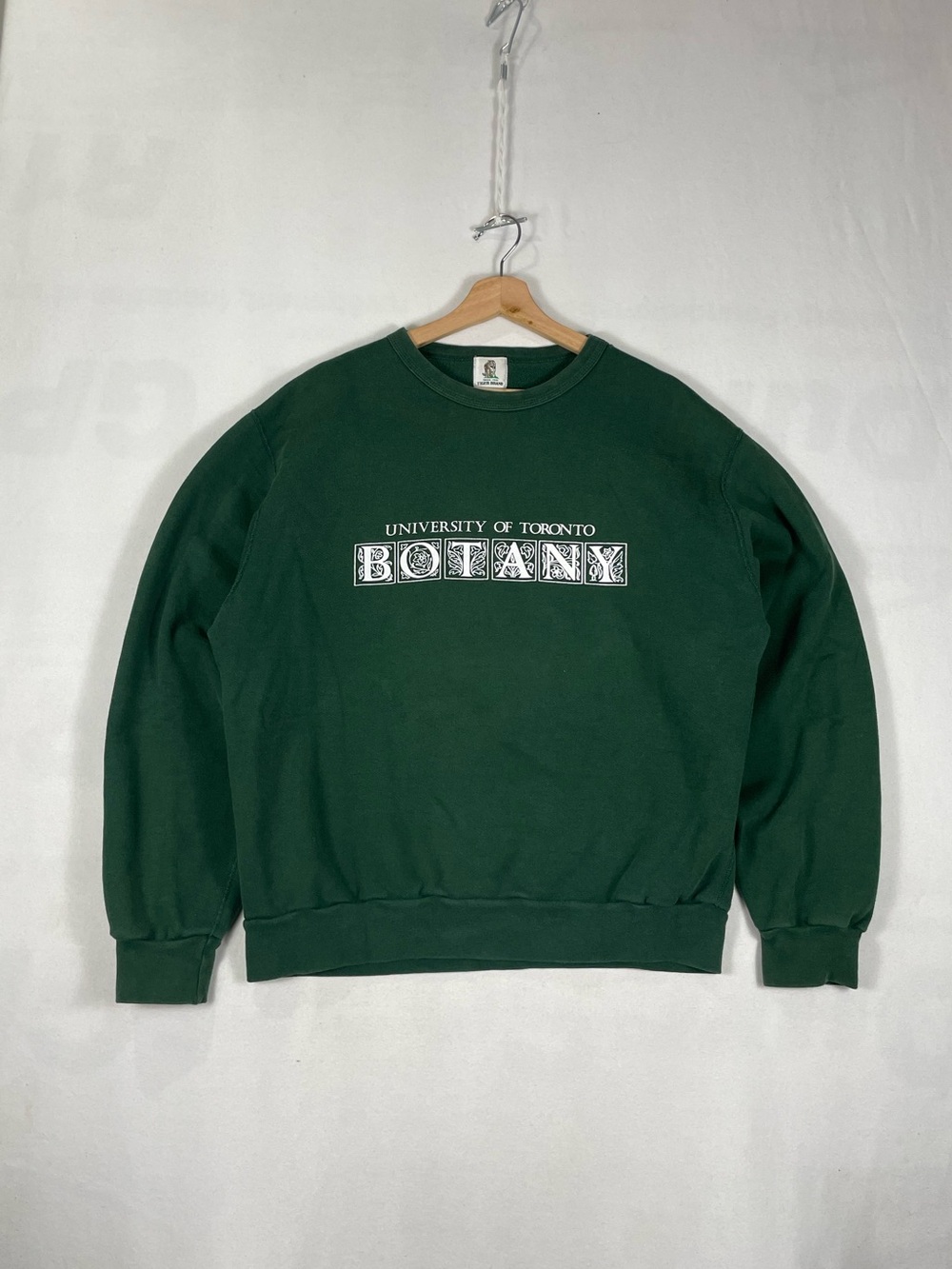 Vtg University of Toronto BOTANY Tiger Brand Dark Green Sweatshirt Fits Sz XL